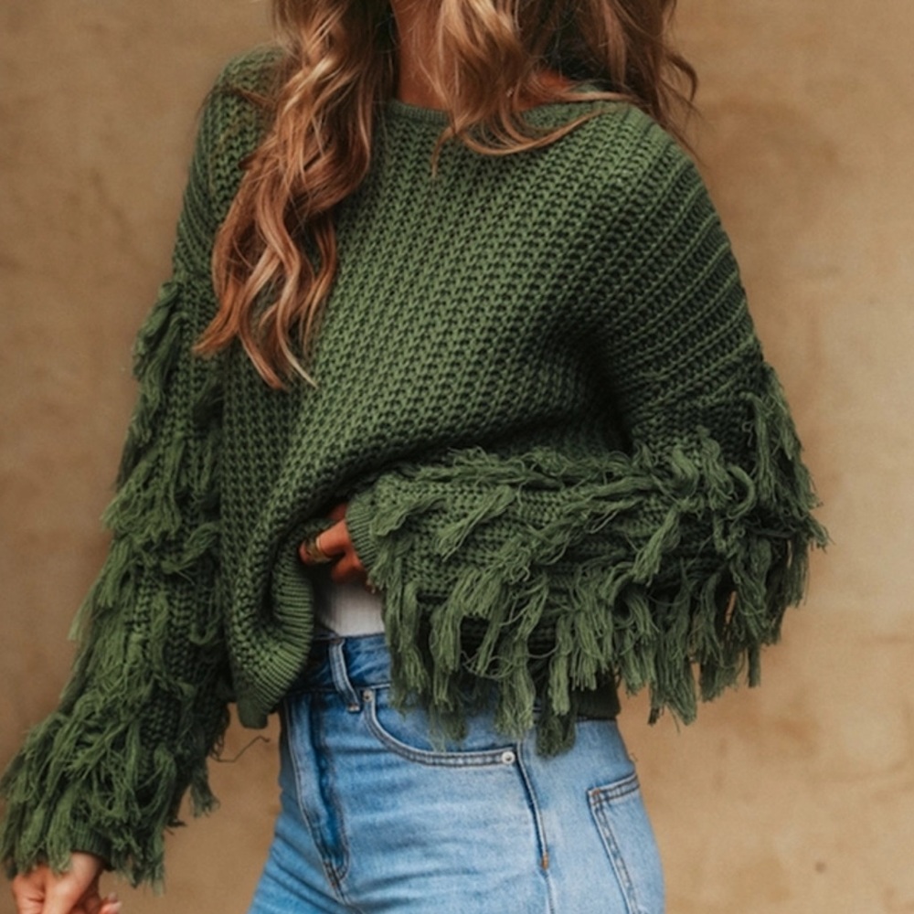 Gorgeous Fringe Sleeve Sweater - Picture 5 of 8